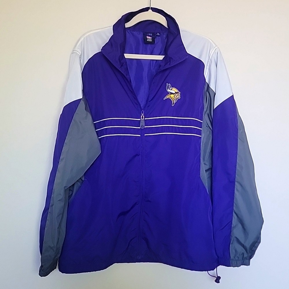 Reebok NFL Minnesota Vikings Windbreaker Mens Zip Up Jacket Size 2XL